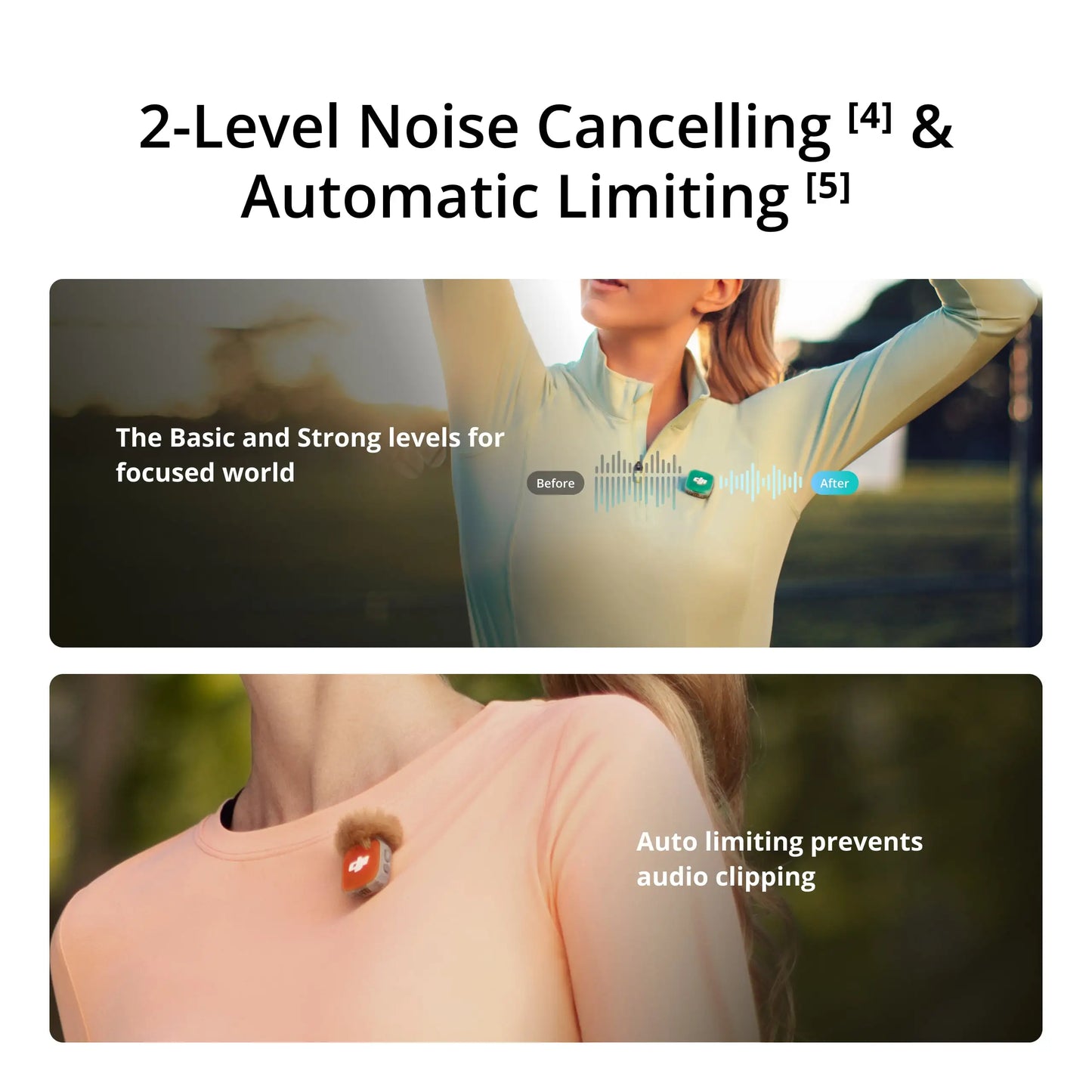 Wireless Microphone System with 48 Hour Battery Life Charging Case and Active Noise Cancelling