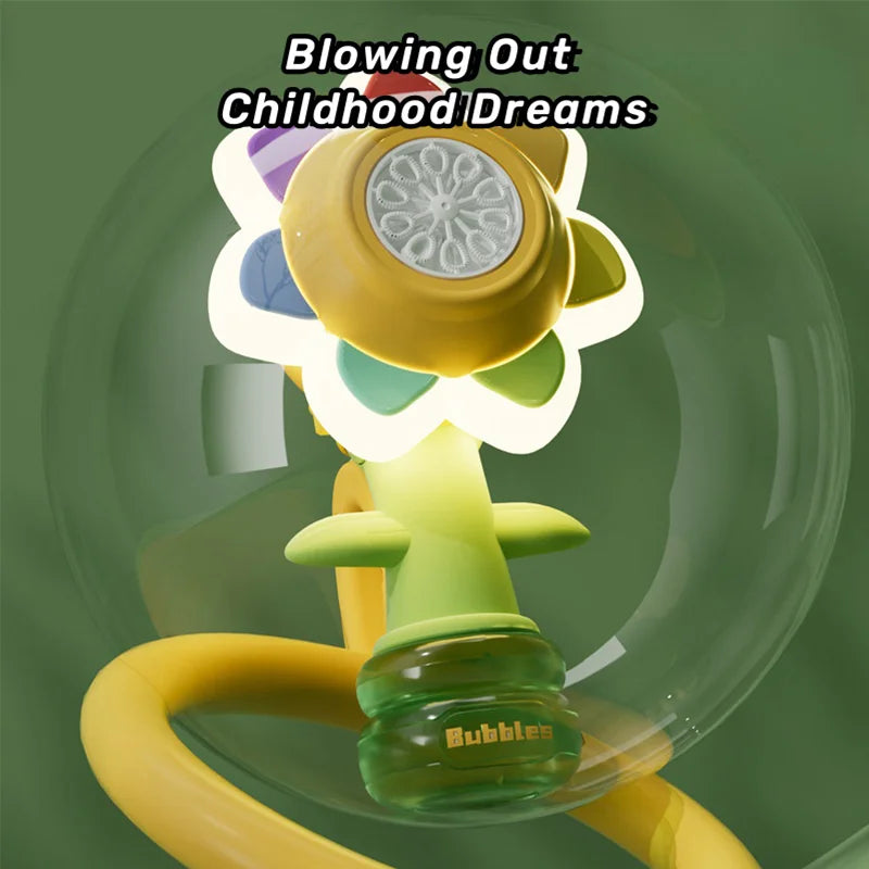 Bubble Machine Toy Electric Automatic Sunflower Shaking Head Adjustment Light Dancing One Key Bubble Maker