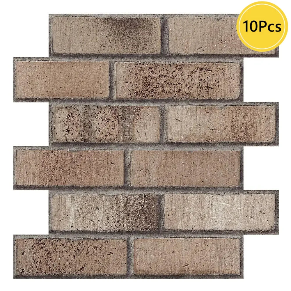 10pcs 3D Wall Sticker Self-adhesive Faux Brick Wall Panel Peel and Stick Kitchen Tile Backsplash Bathroom Wall Tile Sticker