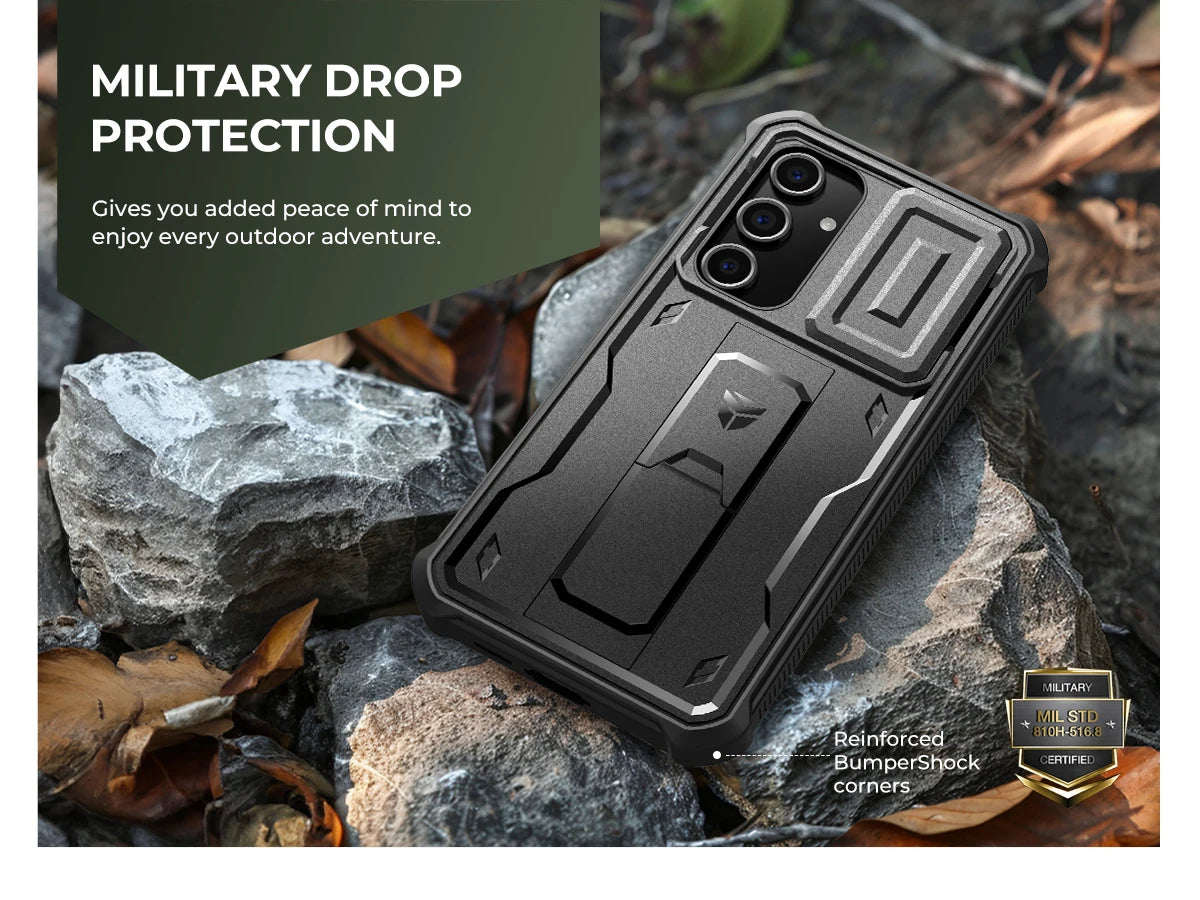 For Samsung Galaxy S24 FE Case with Built-inSlide Camera Cover Full Body Heavy-Duty Rugged Case holder Built-in Screen Protector