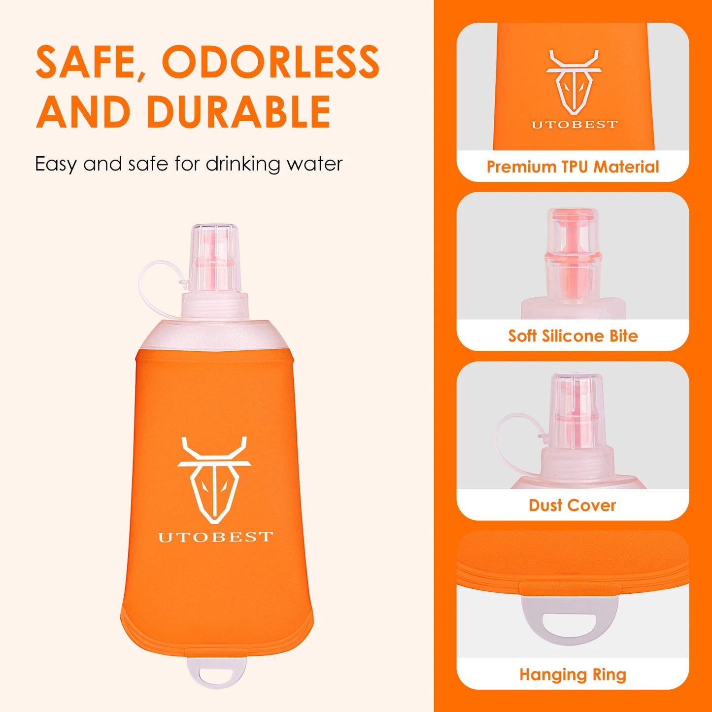 150ml 200ml 250ml Soft Flask Foldable Silicone Water Bottle TPU Running Kettle for Hydration Pack Bag Vest