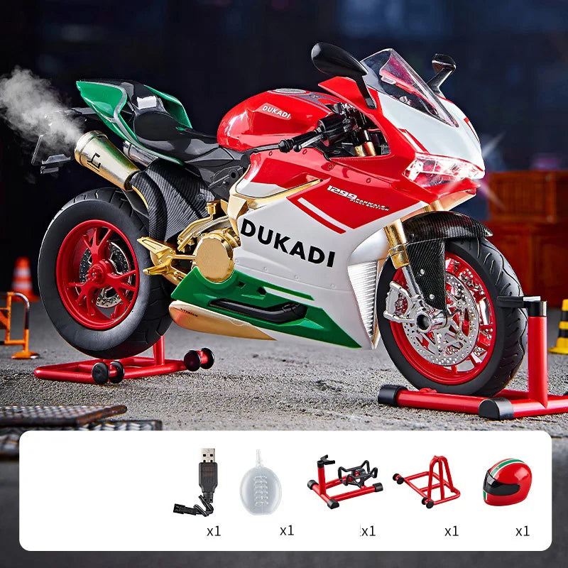 1:9 1199 Panigale H2R Ninja With Spray Alloy Motorcycle Model Toy Vehicle Collection Sound and Light Off Road Autocycle Toys Car