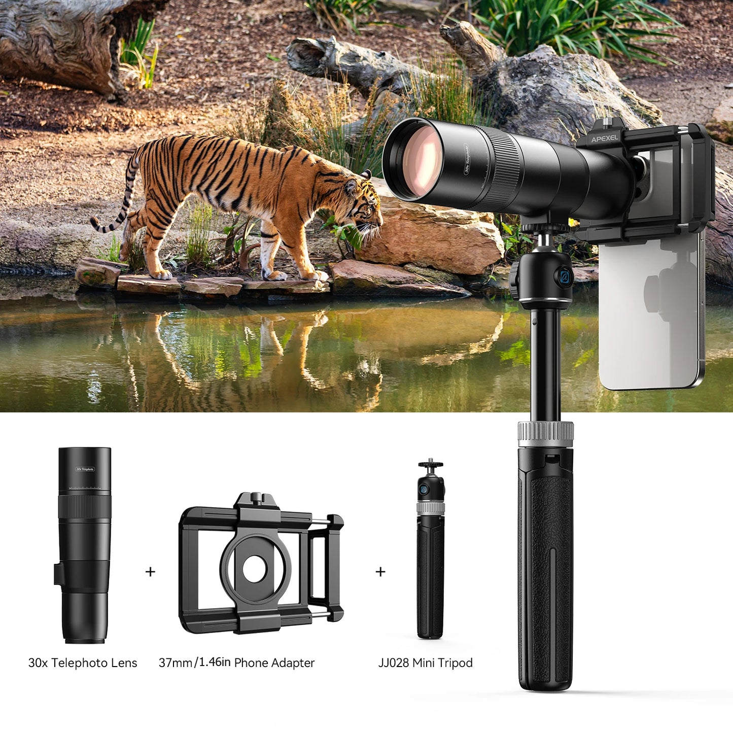 30X HD Mobile Phone Telephoto Lens with Tripod