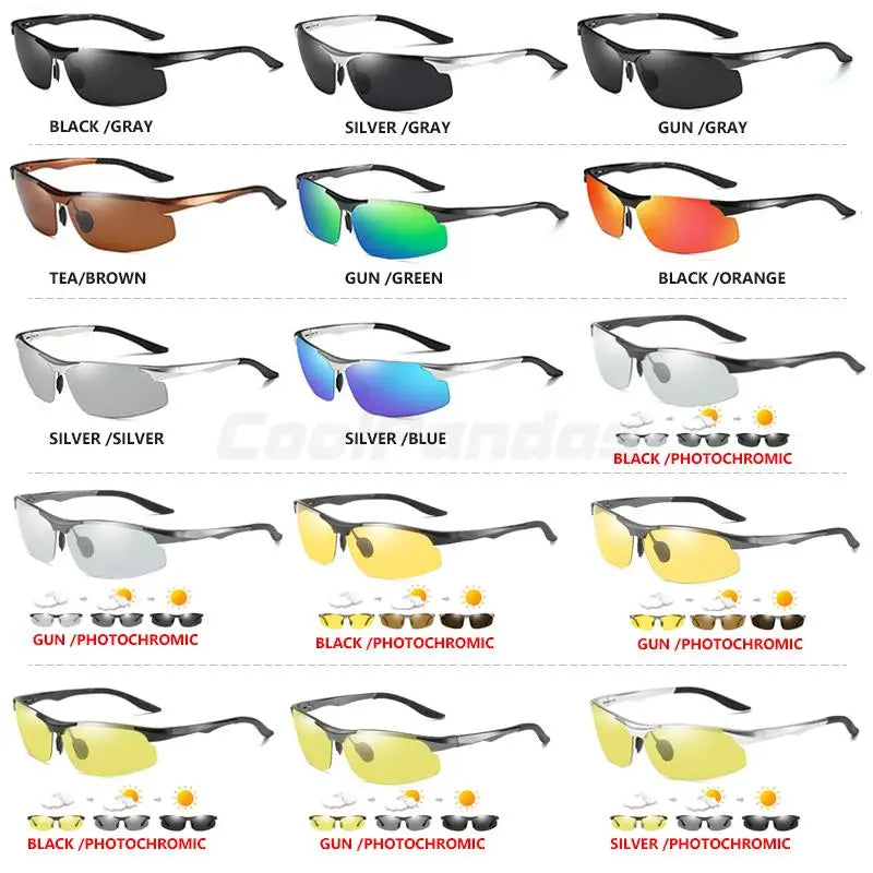 Aluminum Photochromic Polarized UV400 Mirror Driving Sunglasses for Men Women