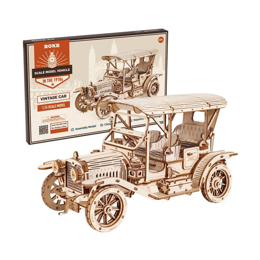 Classic Car 3D Wooden Puzzle Montessori Toys Vintage Car 1:15 Scale Model Building