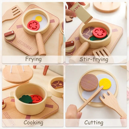 Baby Wooden Montessori Toys Playing House Afternoon Tea Set Model Puzzle Toys For Baby Birthday Toy Numbers Blocks Learning Toy