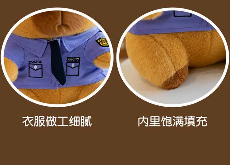 Cute Capybara Police Plush Toy Soft Stuffed Pillow
