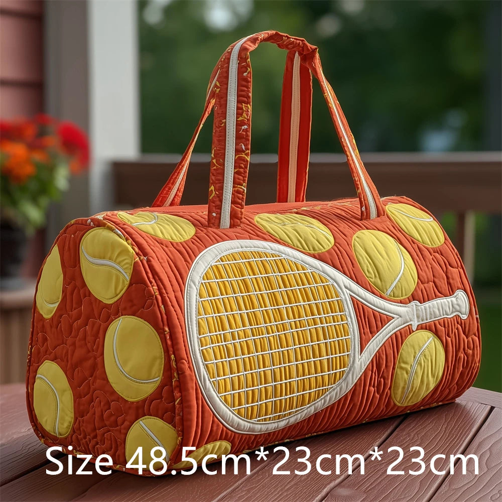 Tennis Racket 3D Printed Quilted Duffel Bag Large Capacity Sports Travel Gym Bag Fashion Weekender Overnight Bag for Men Women