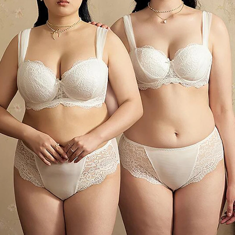 Womens French Lace Underwire Push Up Minimizer Bra