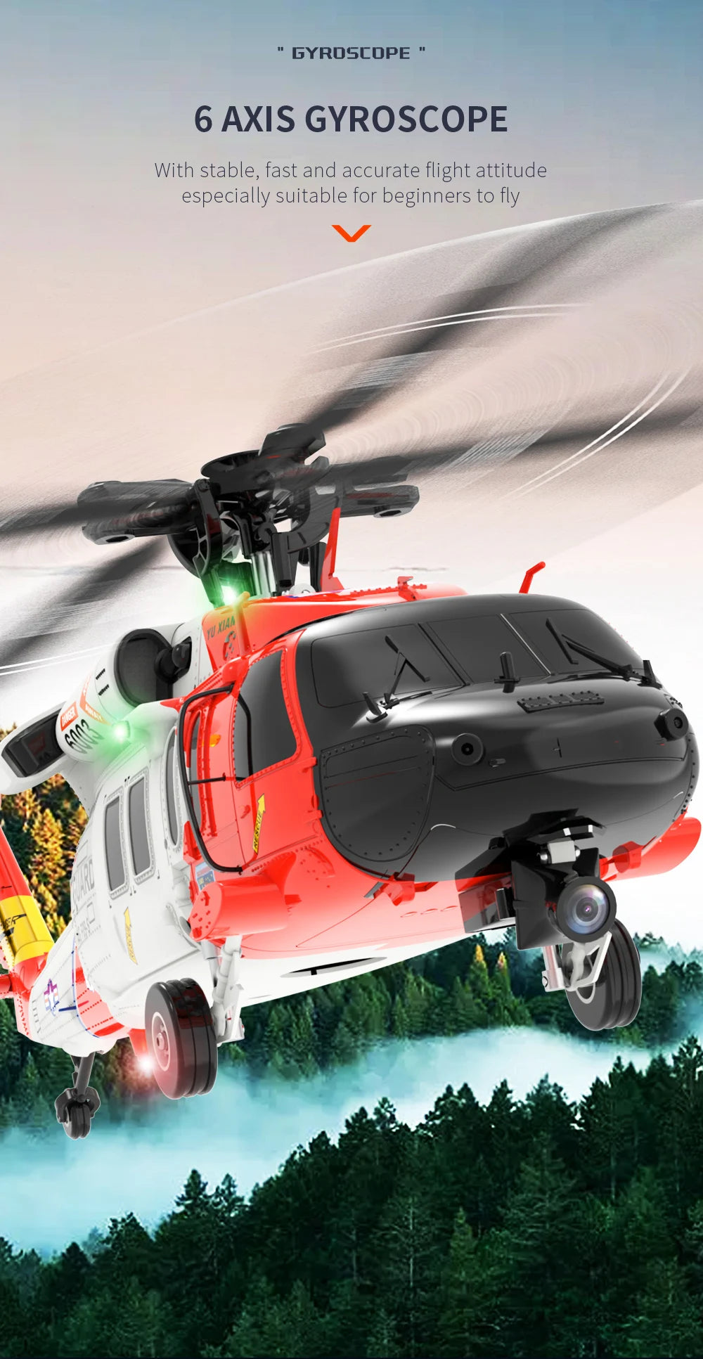 UH60 Black Hawk F09S GPS Remote Control Helicopter Six Channel Rescue Model