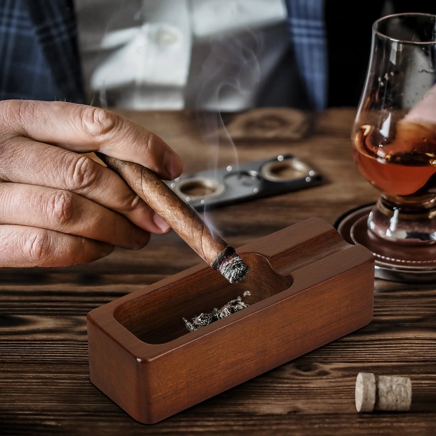 Cigar Ashtray Wooden Ashtrays Smokers Outdoor Home Office Decoration Useful Ashtray Portable Travel Ashtray Smoking