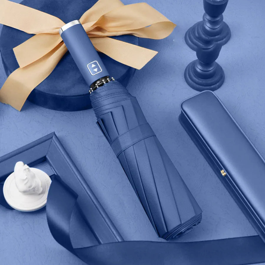 Automatic Folding Umbrella 10 Rib Windproof UV Protection Three Fold Compact Travel Umbrella Sun Rain Use