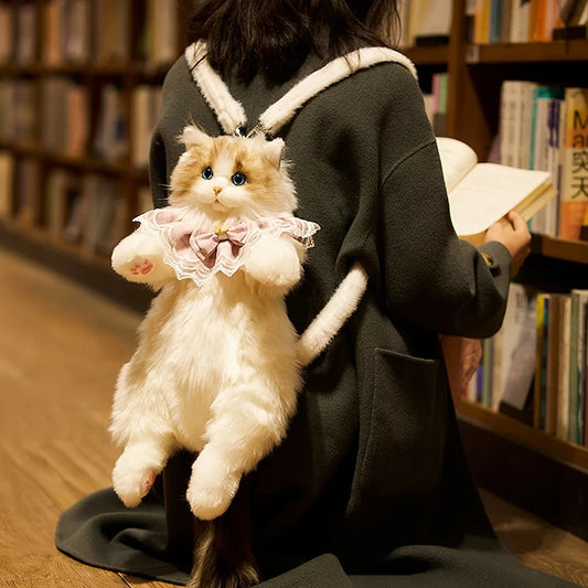 Mini Calico Cat Plush Backpack Soft Shoulder Bag