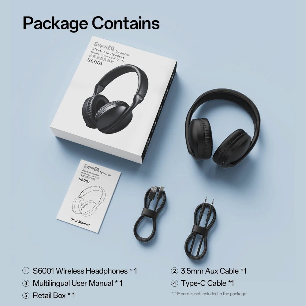 SuperEQ S6001 Bluetooth Headphones Over Ear Wireless Headset With Micro SD/TF Card/FM Radio Modes Stereo HiFi Headphones
