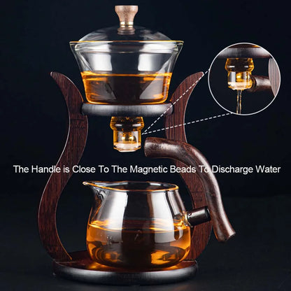 Heat-Resistant Glass Tea Set Magnetic Water Diversion Rotating Cover Bowl Automatic Tea Maker Lazy Kungfu Teapot Drinking