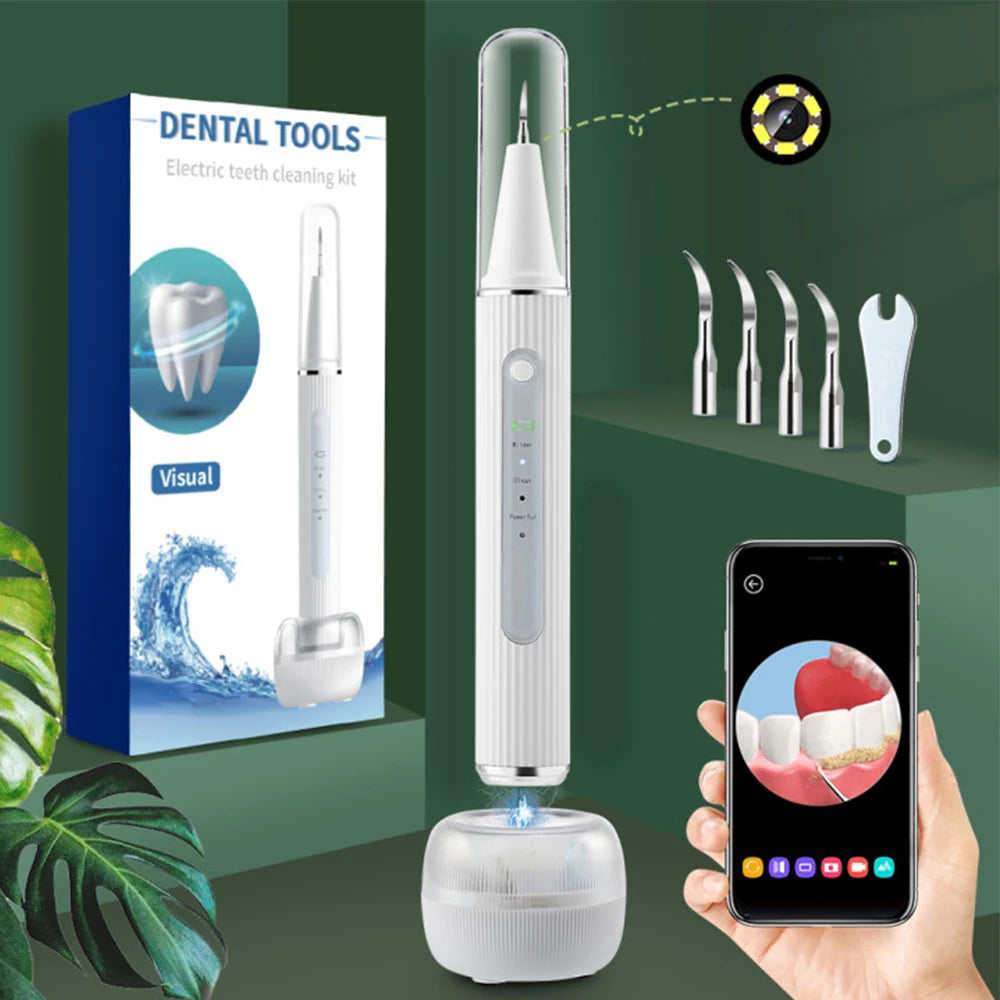 Ultrasonic Dental Calculus Remover Electric Dental Tooth Stone Remover LED Teeth Plaque Scaler Tartar Eliminator Stains Cleaner