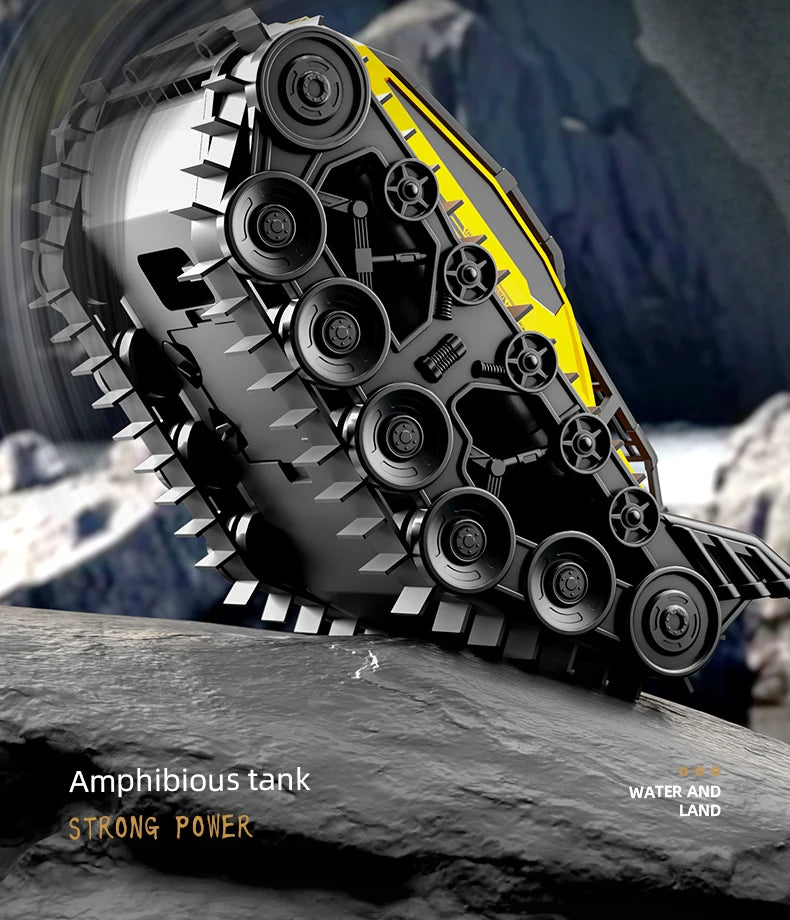 Rc Cars Tank Waterproof Amphibious Water Land All Terrain Tracked Tank Remote Control Crawler Vehicle Outdoor Cars Toy for Boys