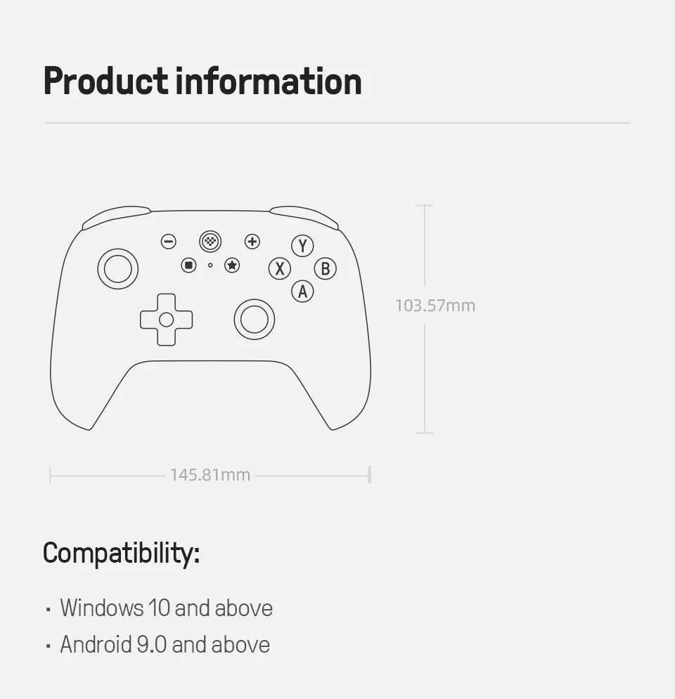 Wireless Gaming Controller with Hall Effect Joysticks and Triggers for PC and Android