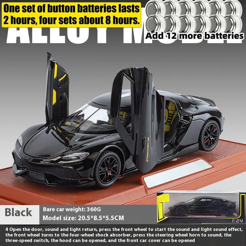 1:24 Gemera GT Sports Car Alloy Diecast Metal Model Sound Light Pull Back Toy Boys Simulation Car Model Ornament Present