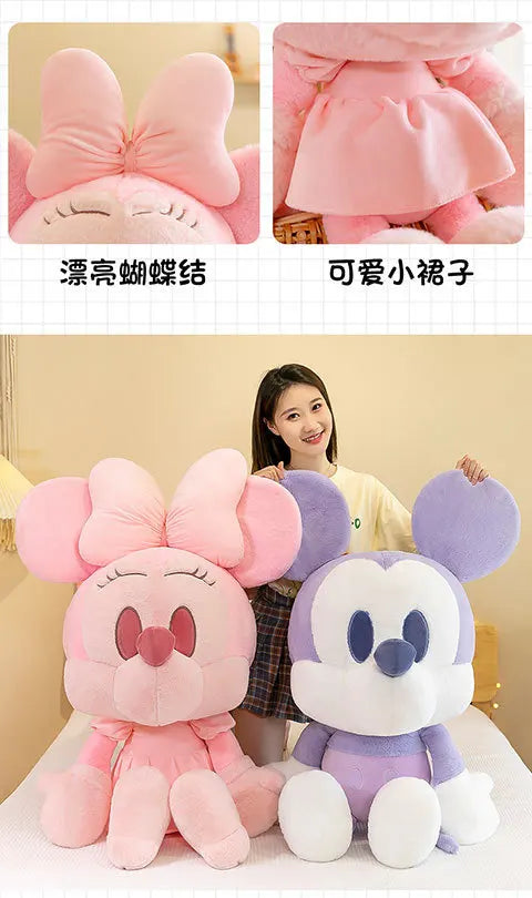 Kawaii Mickey Minnie Plush Toy Couple Doll Stuffed Dolls Animal Kids Birthday Gift for Girls Soft Cuddly Pillow Pal Wholesale