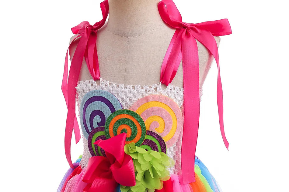 Candy Princess Costume Dress with Candy Headdress and Lollipop Accessories