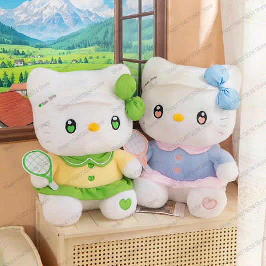 Cute Cat Character Tennis Theme Plush Stuffed Doll Toy
