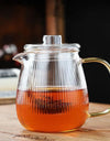 480/650ml Stripe Clear Glass Teapot With Tea Strainer Infuser Heat-resistant Kettle Kung Fu Flower Puer Oolong Pot Teaweare