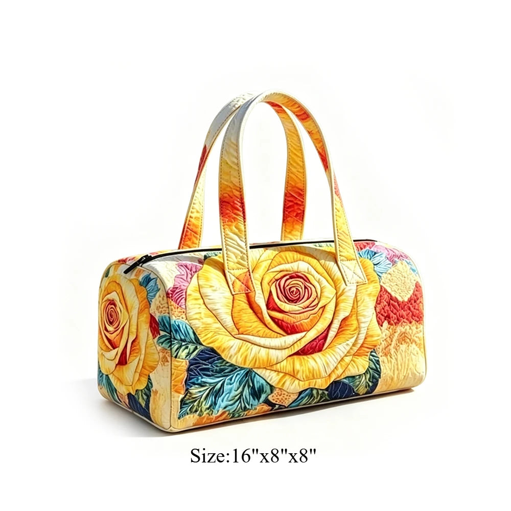Cute Dachshund Dog Print Quilted Duffel Bag Rainbow Striped Pet Lover Travel Lightweight Polyester Weekender Bag for Women Girls
