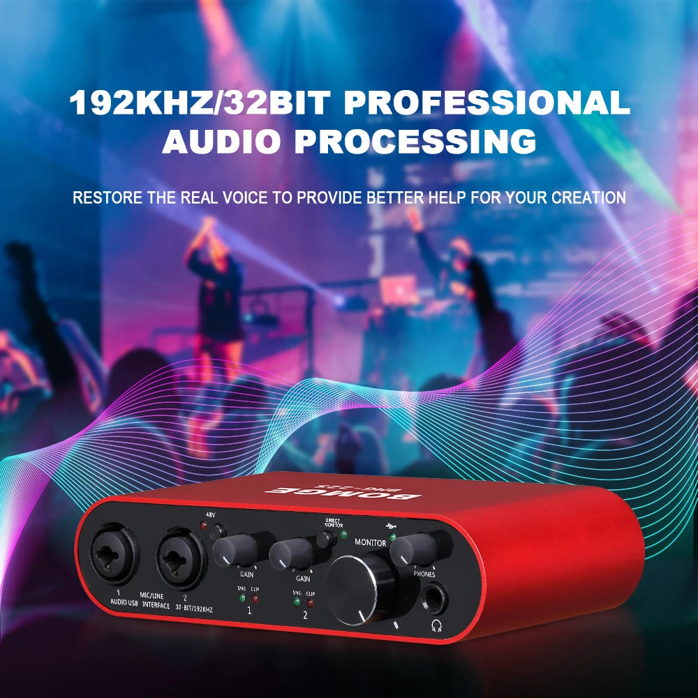 BMG22S USB Audio Interface with 32 Bit 192kHz Recording and Dual Channel Input