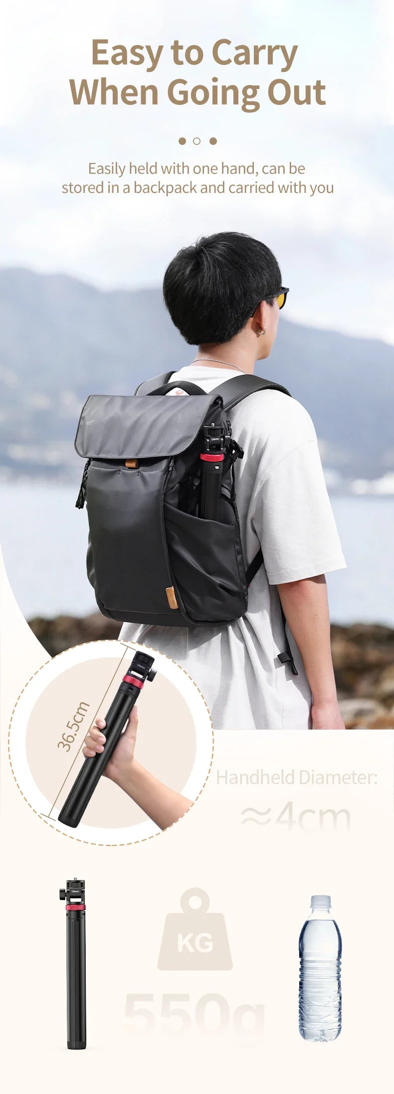Portable Universal Tripod Aluminum Alloy Camera & Fill Light Holder Lightweight Extendable