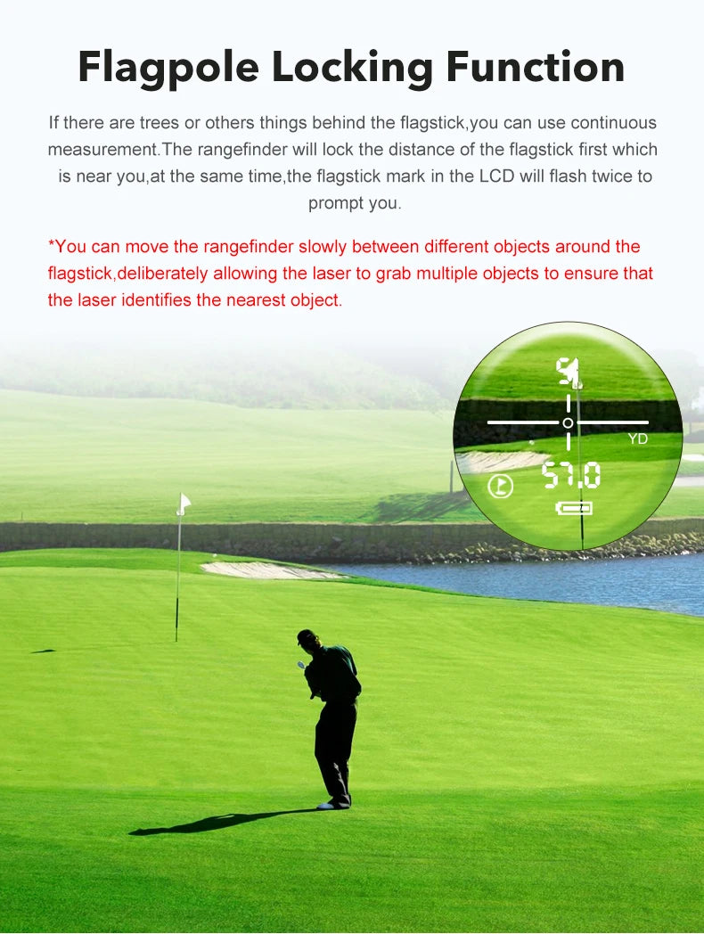6X Golf Laser Rangefinder 1000m With Slope Compensation And Flag Lock