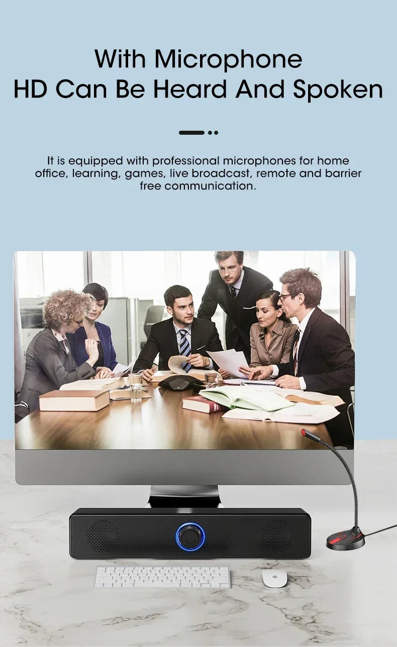 PC Soundbar Wired and Wireless Bluetooth Speaker USB Powered Soundbar for TV Pc Laptop Gaming Home Surround Audio System