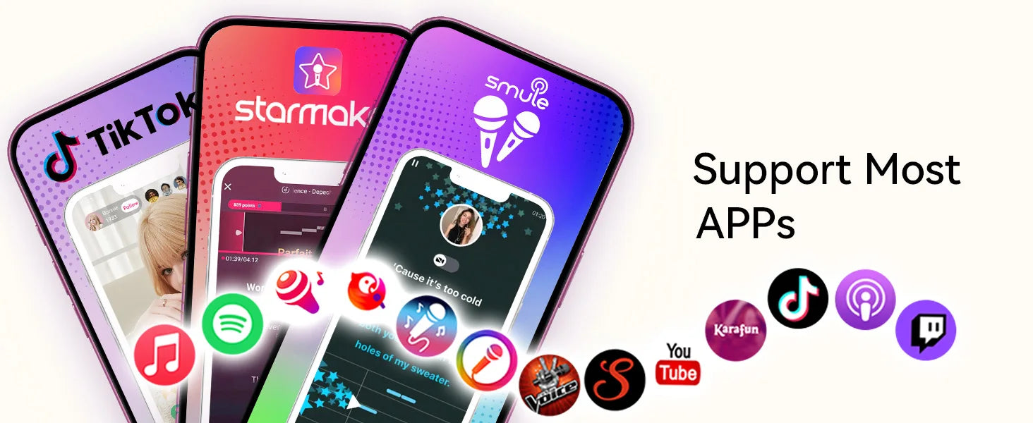 Microphone with Earphone & Mic Stand for Recording and Live Streaming, Wesing, Smule, Starmaker, YouTube, Podcasting & All Apps