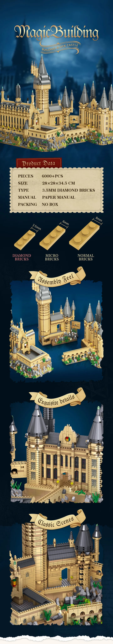 6000+Pcs Harry Potter Mini Building Blocks Sets Birthday Gifts for  Adult Magic Castle 3.5mm Blocks Creative Toys