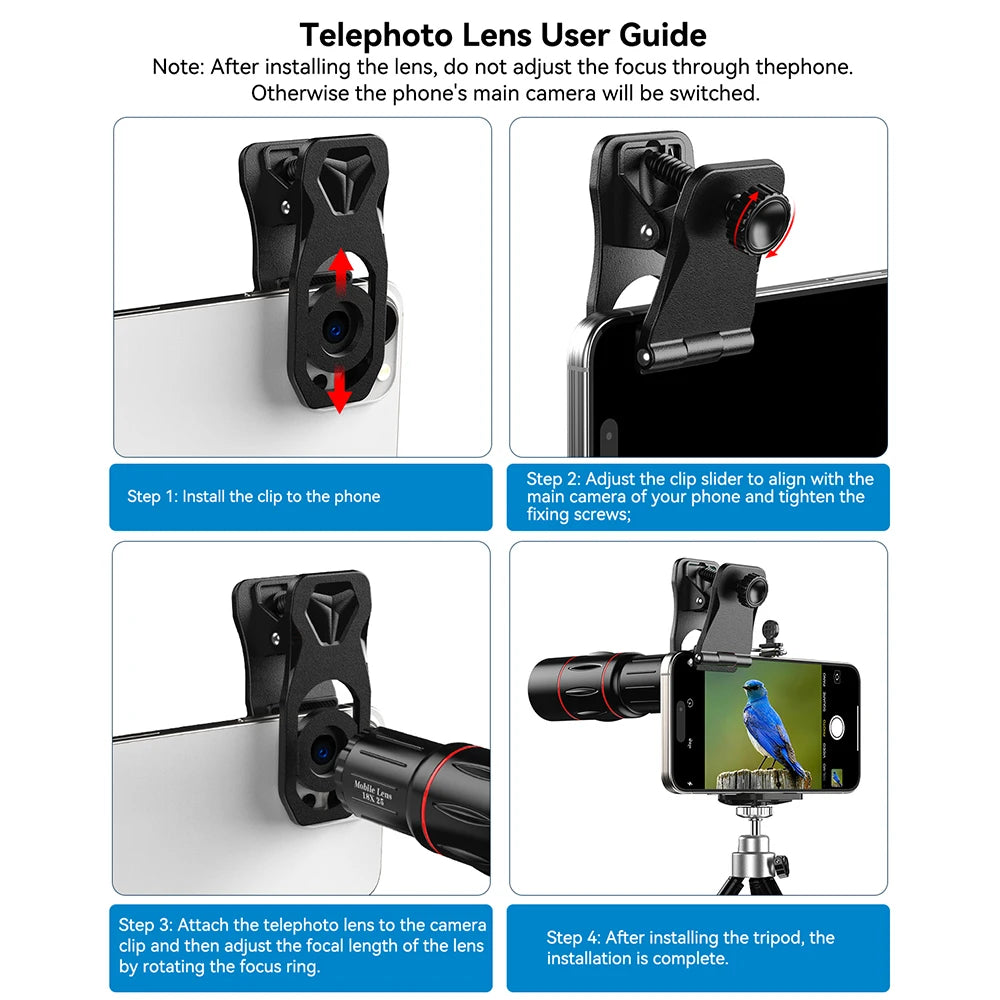18X Mobile Phone Telephoto Monocular Lens with Tripod