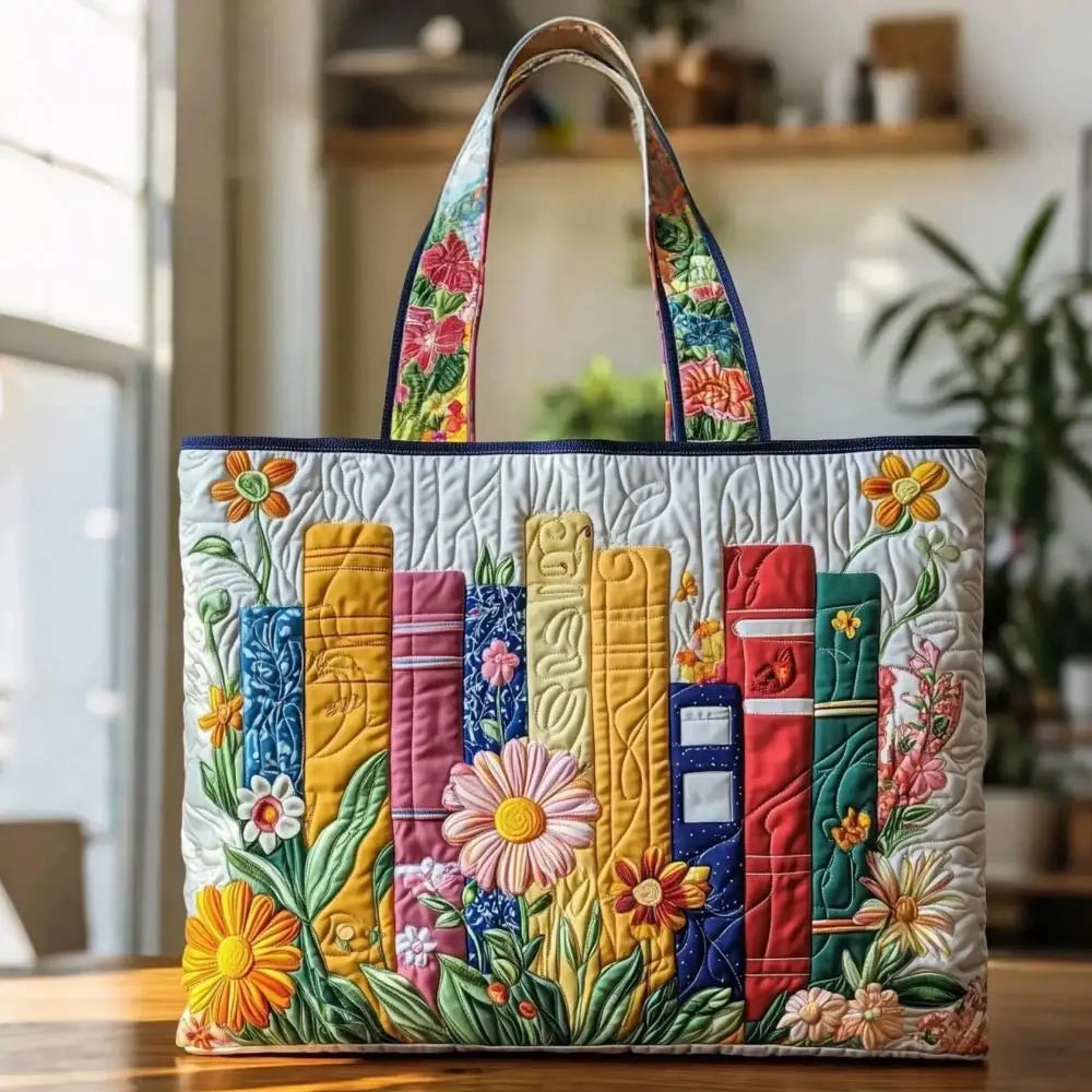 Vintage Quilted Canvas Tote Bag Large Capacity 3D Printed Shopping Handbag
