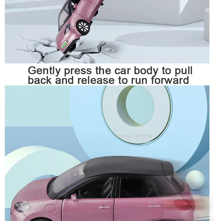 1/32 New Energy Electric Car Model Toy Wuling Binguo Alloy Diecast Vehicles with Sound Light Collection Toys
