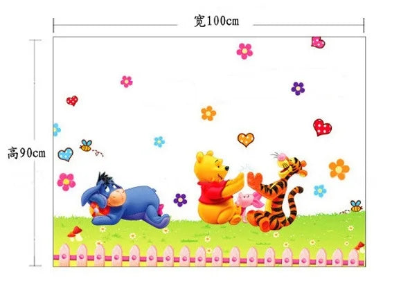 Cartoon Animal Winnie The Pooh Wall Stickers Decals For Room Nursery Kindergarten Bedroom Wall Decoration Decor Mural Home
