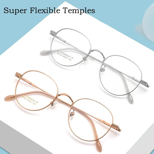 Ultra-light High Quality Pure Titanium Eyewear Men Retro Round Decorative Optical Prescription Glasses Frame Women
