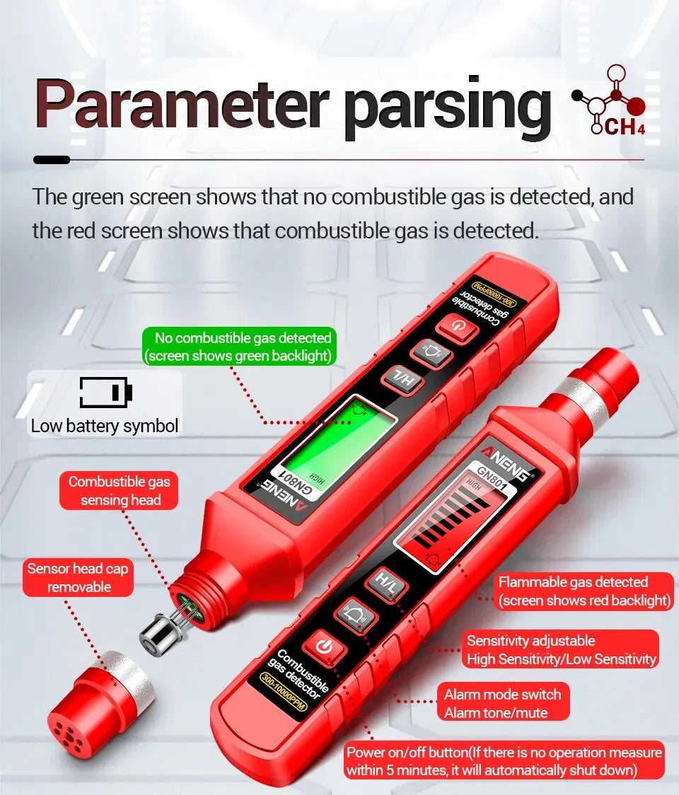 Gas-sensitive Semi-conduct Detector 300~10000PPM Gas Leakage Analyzer Combustible Meter Environment Test Sensor Tool