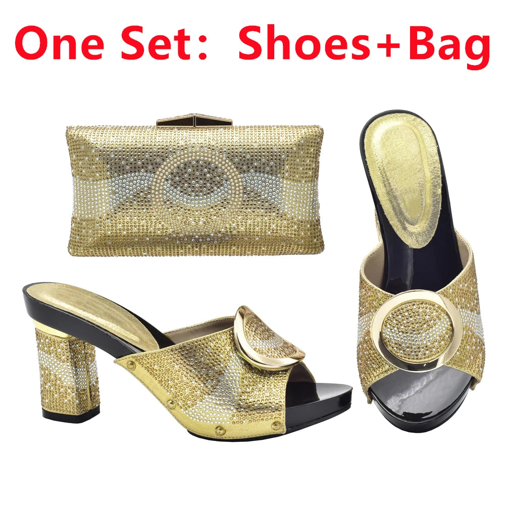African Shoes and Bag Set for Party In Women Orange Color Italian Matching Shoes and Bag Set African Wedding Shoes and Bags