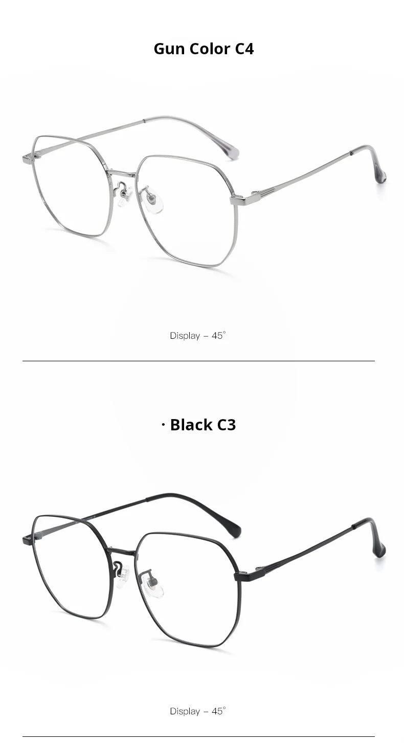 Retro Polygonal Lightweight Titanium Progressive Multifocal Prescription Glasses