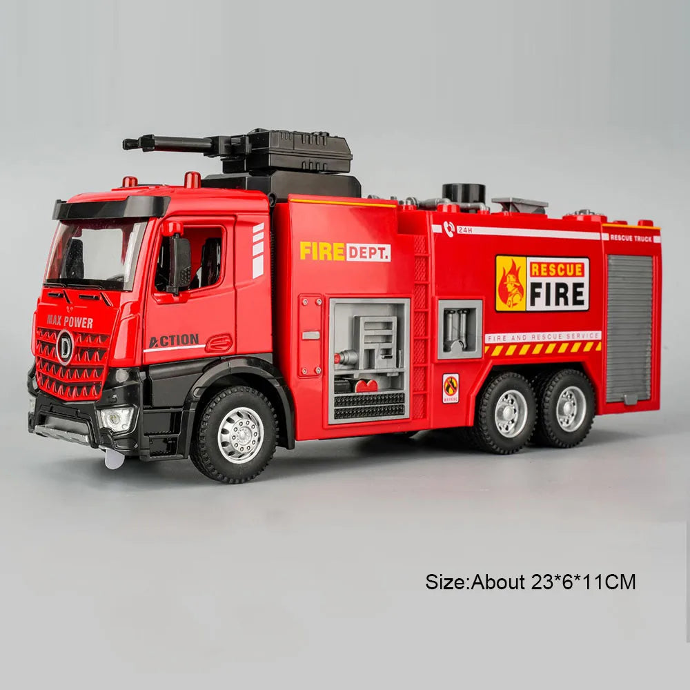 1:32 Ladder Truck Water Tanker Military Missile Rocket Launcher Trucks Model Toy Car Metal Diecast Sound Light Models Boys Gifts