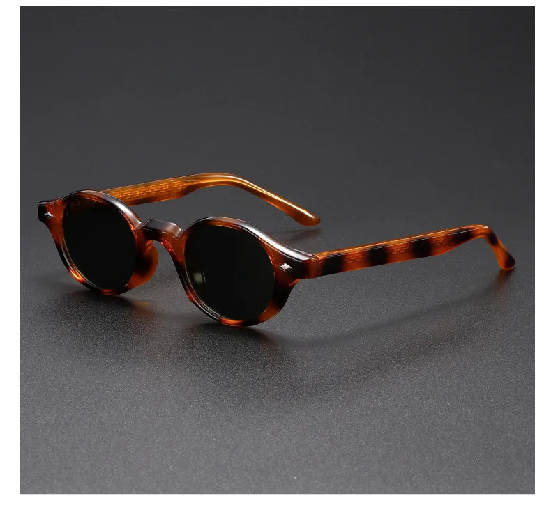 Vintage Oval Acetate Sunglasses With UV400 Protection