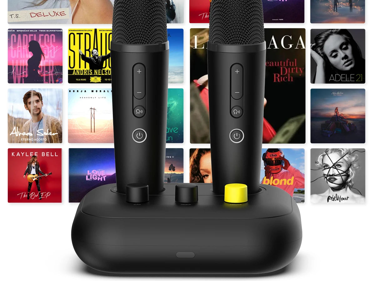 Puremic Karaoke Machine, Free Forever millions songs video MTV karaoke songs streaming karaoke Home Karaoke no Ads with 2 mics