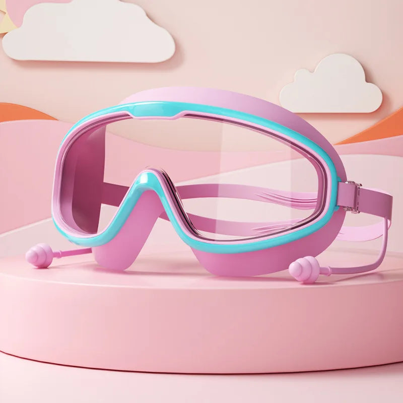 Swimming Goggles Big Frame HD View Anti-fog Waterproof 's Swim Goggles Boys and Girls Multi-color to Choose