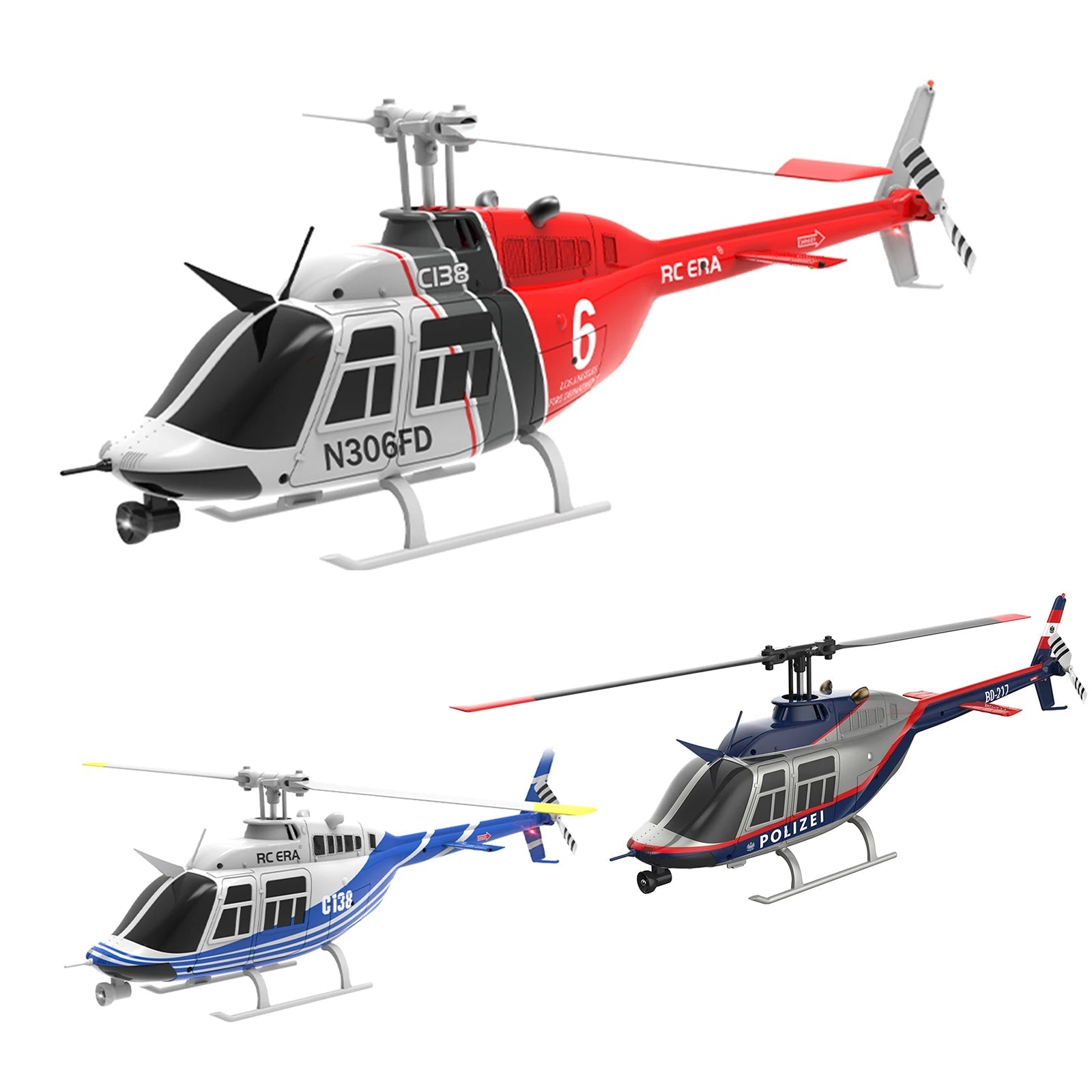 RC ERA C138 BELL 206 Jet Ranger 6-axis Gyro Stabilized Altitude Hold 4ch RC Helicopter Aircraft Hobby for Adults -RTF