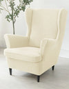 Polar Fleece Stretch Wing Chair Cover Elastic Single Wingback Chairs Covers with Seat Cushion Cover Relax Armchair Slipcovers