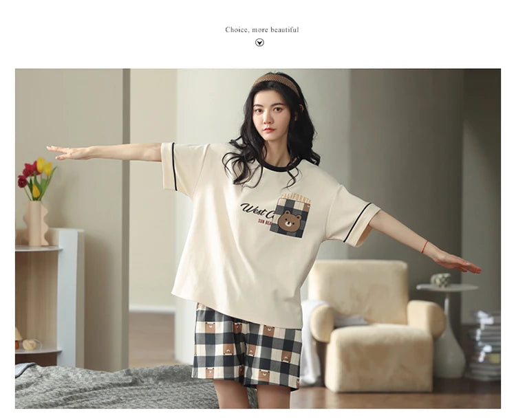 Women’s Winter Corduroy Cotton Pajama Set – Cute, Comfortable, Loose Long Sleeve Loungewear