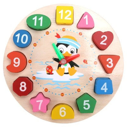 Montessori Cartoon Animal Educational Wooden тетрис Classic Toy Beaded Geometry Digital Clock Puzzles Gadgets Matching Children